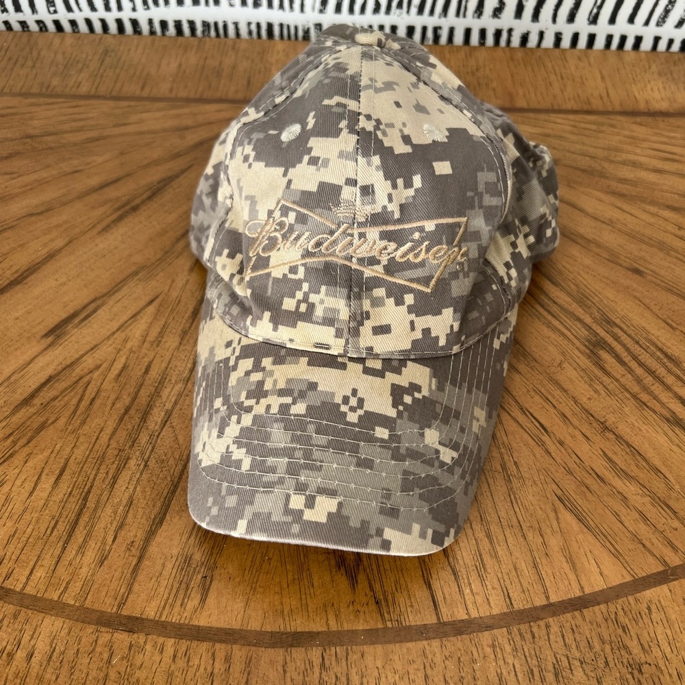 3/$13 Budweiser camo army hat adjustable mens hat with Velcro